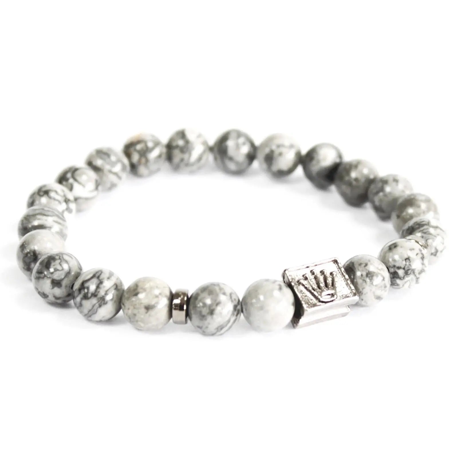 Crown Ingot / Grey Agate - Gemstone Bracelet Spirit Journeys Gifts