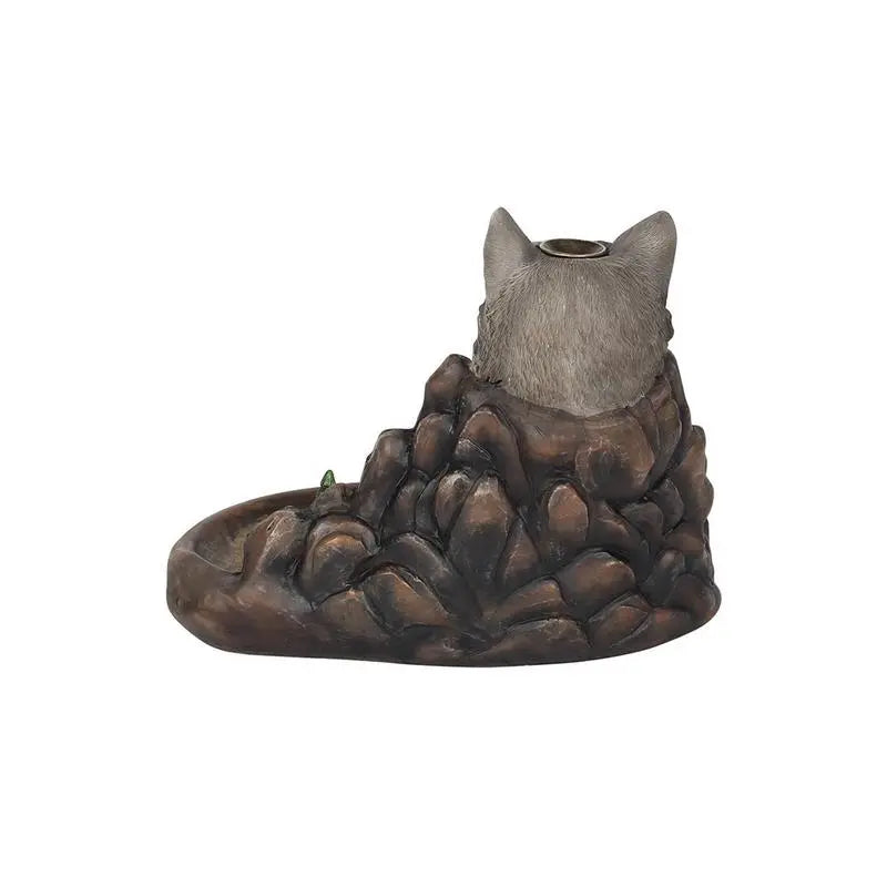 Grey Wolf Cliff Backflow Incense Burner Spirit Journeys Gifts