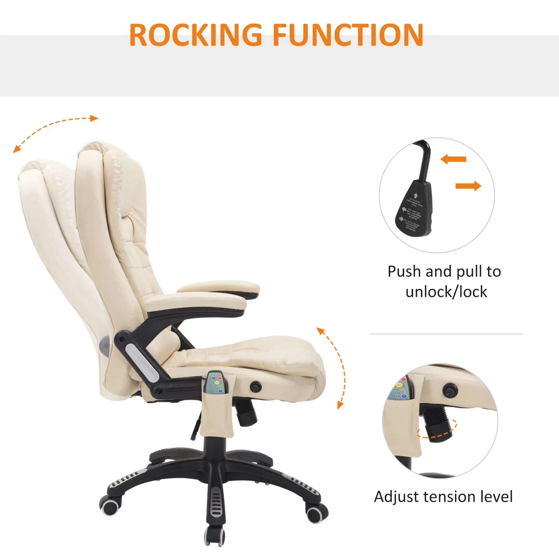 HOMCOM Executive Office Chair with Massage and Heat, High Back PU Leather Massage Office Chair With Tilt and Reclining Function, Beige Spirit Journeys Gifts