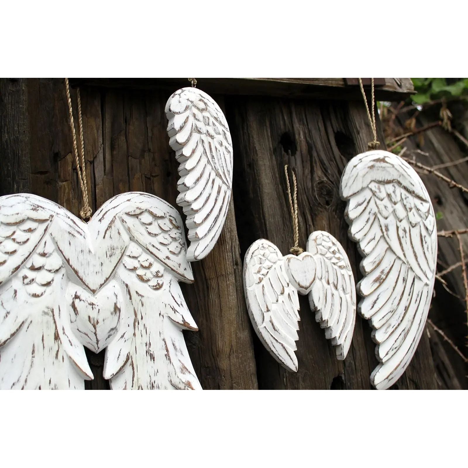 Hand Crafted Double Angel Wing & Heart - 24cm Spirit Journeys Gifts