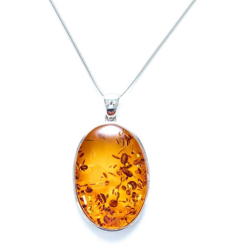 Handmade Big Oval Amber Pendant Spirit Journeys