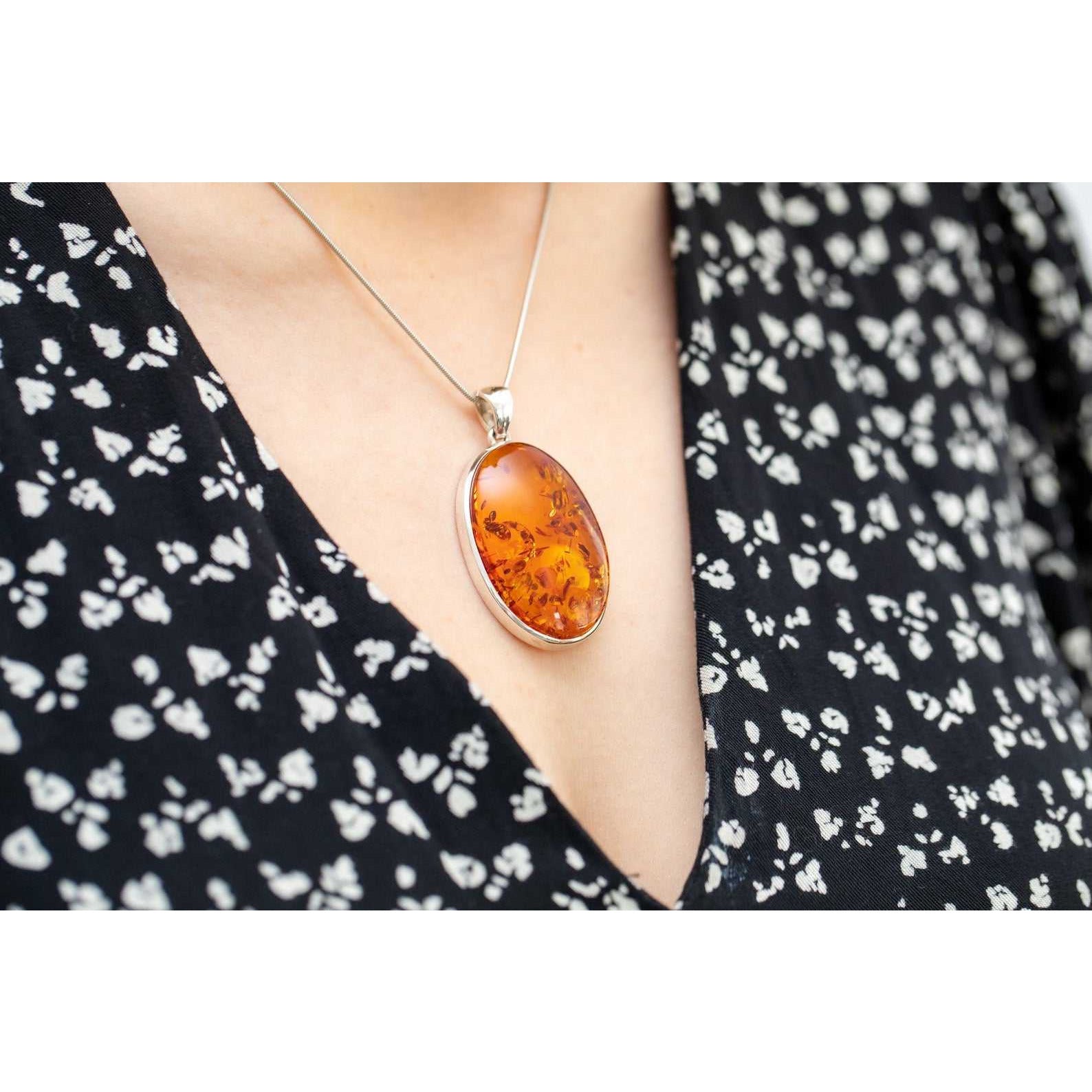 Handmade Big Oval Amber Pendant Spirit Journeys