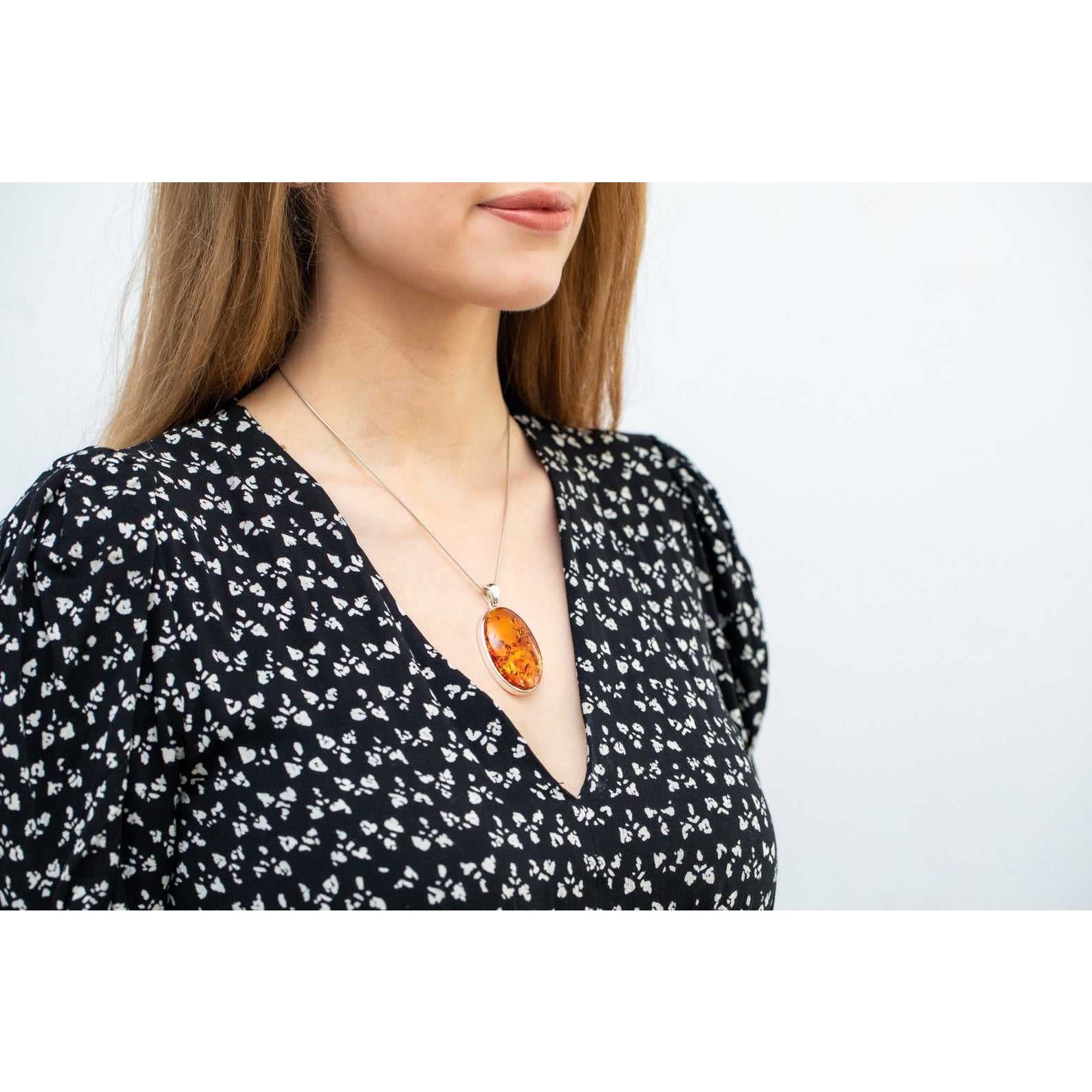 Handmade Big Oval Amber Pendant Spirit Journeys