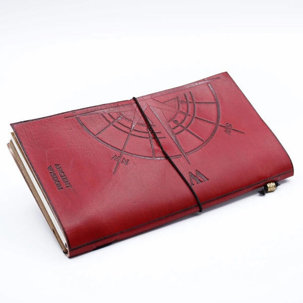 Handmade Leather  Journal- The Adventure Begins - Red - (80 pages) Spirit Journeys Gifts