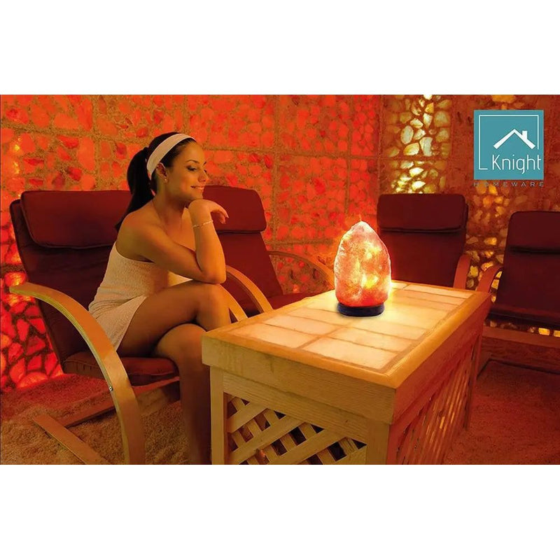 Himalayan Natural & Handicraft Salt Lamp Healing Rock-Bulb Wooden Base  (3-5 Kg) Knight