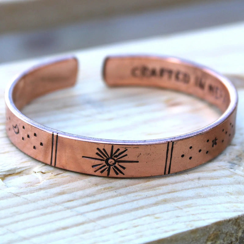 Inspiration Bracelet - Copper Snrise, Galaxy, Stars, Earth Spirit Journeys Gifts