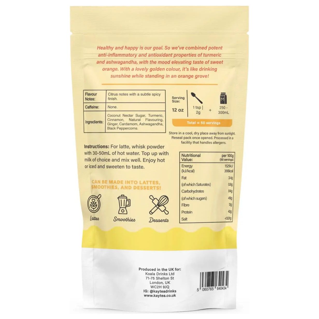 KAYTEA - Golden Turmeric Latte Powder (100g) KAYTEA