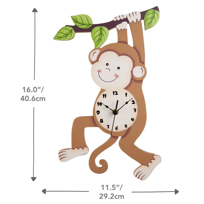 Kids Monkey Wall Clock Animal Themed Sunny Safari by Fantasy Fields TD-0081AR Fantasy Fields