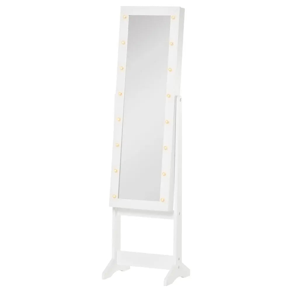 LED Mirrored Jewellery Cabinet, 36Lx30Wx136H cm-White HOMCOM