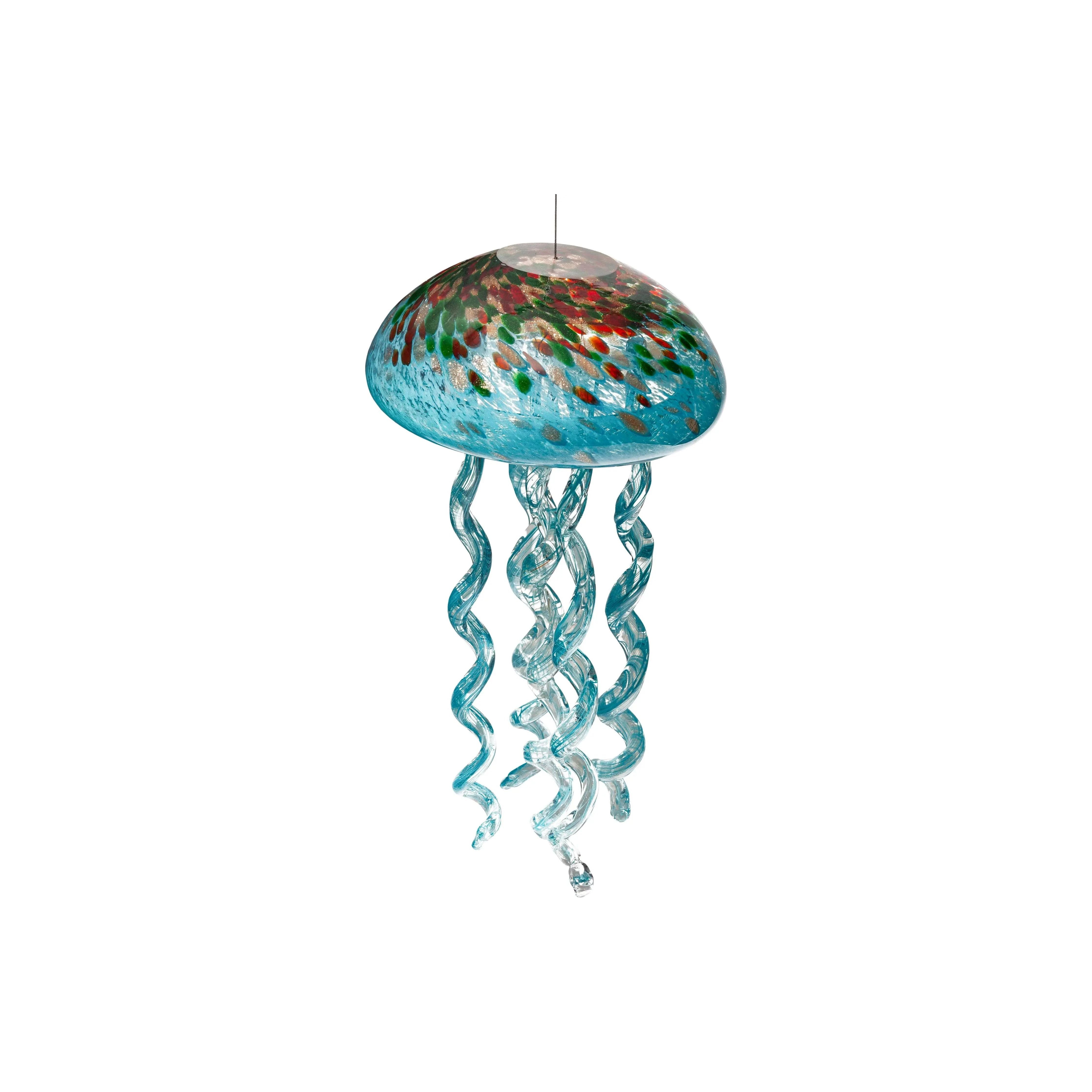 Large Art Glass Jelly Fish Chime: Lake Blue ApricotMint