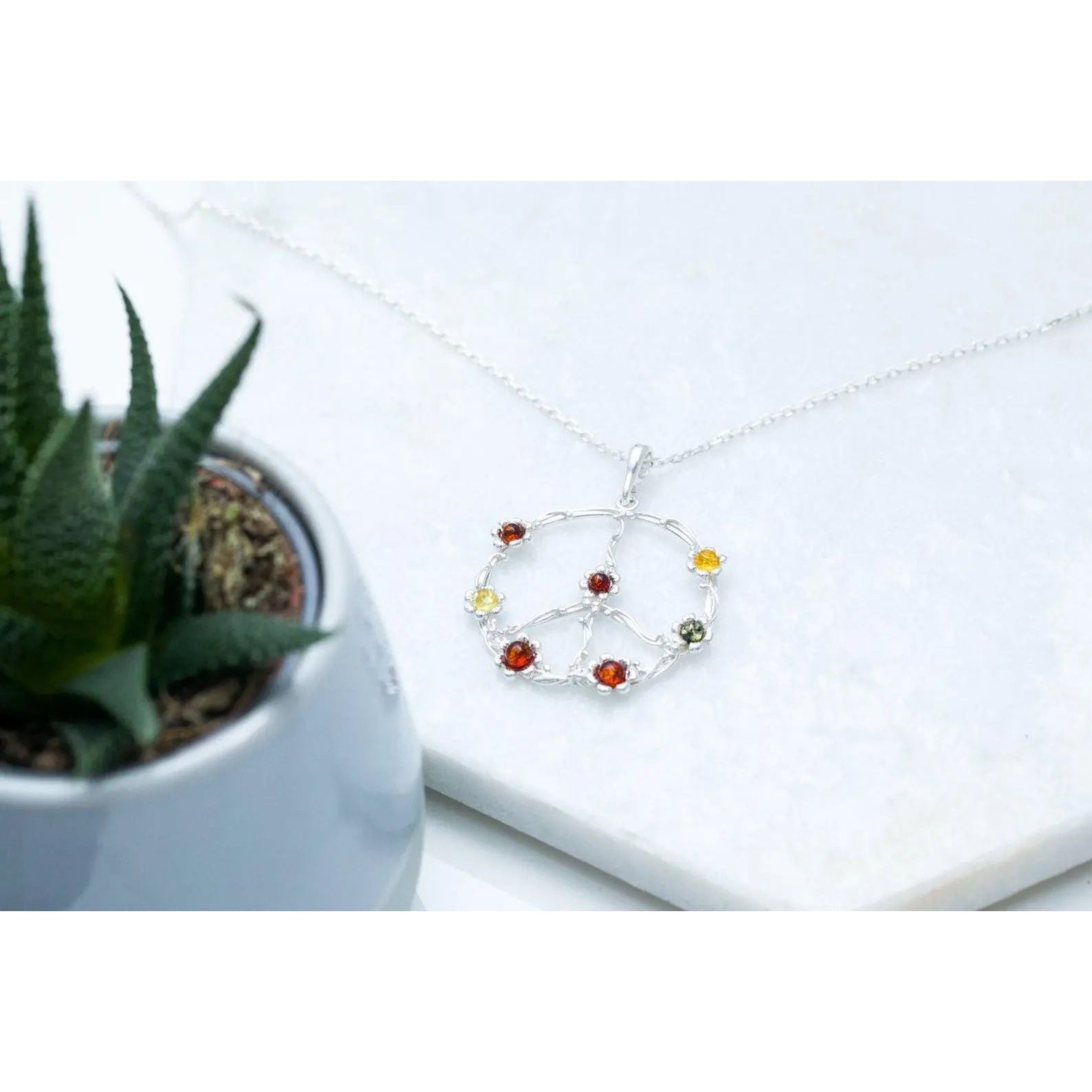 Large Silver Peace Sign Necklace Spirit Journeys Gifts