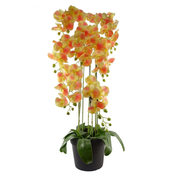 Large Yellow Peach Orchid Plant - Artifcial - 41 REAL TOUCH flowers Spirit Journeys Gifts