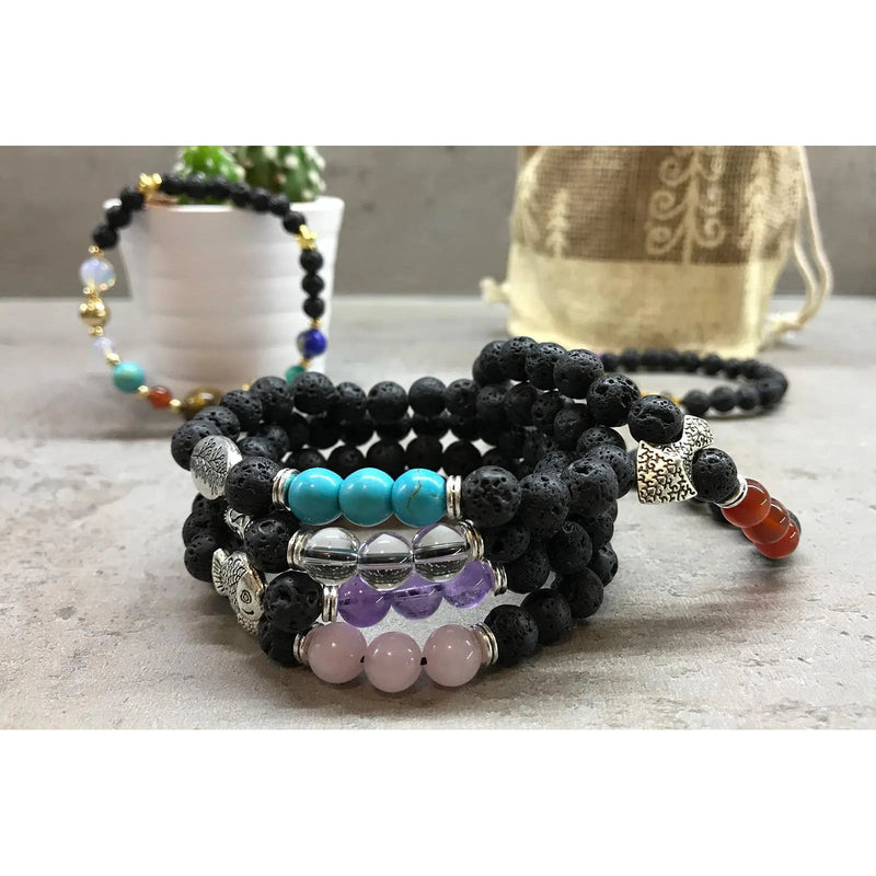 Lava Stone Bracelet - Buddha Rose Quartz Spirit Journeys Gifts