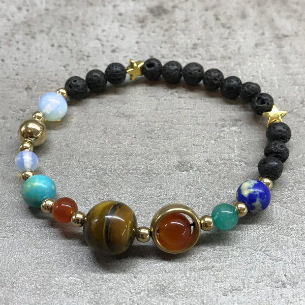 Lava Stone Bracelet - Gold Solar System Spirit Journeys Gifts