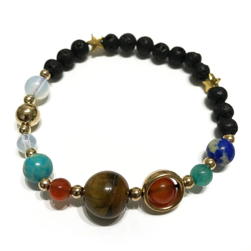 Lava Stone Bracelet - Gold Solar System Spirit Journeys Gifts