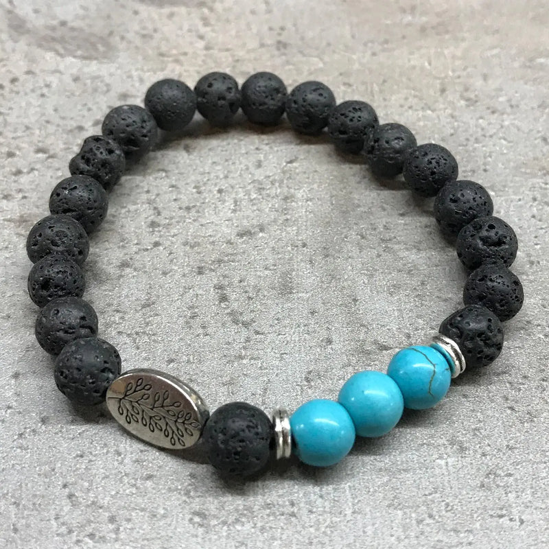 Lava Stone Bracelet - Leaf Turquoise Spirit Journeys Gifts