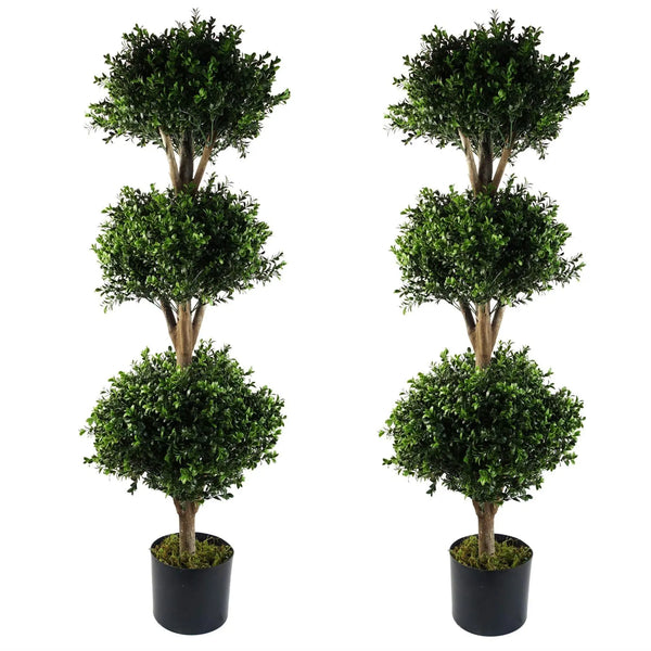 Leaf 120cm Buxus Triple Artificial Tree UV Resistant Outdoor Spirit Journeys Gifts