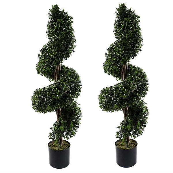 Leaf 120cm Spiral Buxus Artificial Tree UV Resistant Outdoor Spirit Journeys Gifts