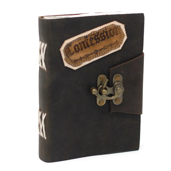 Leather Black Confessions with Lock Notebook (7x5") Spirit Journeys Gifts