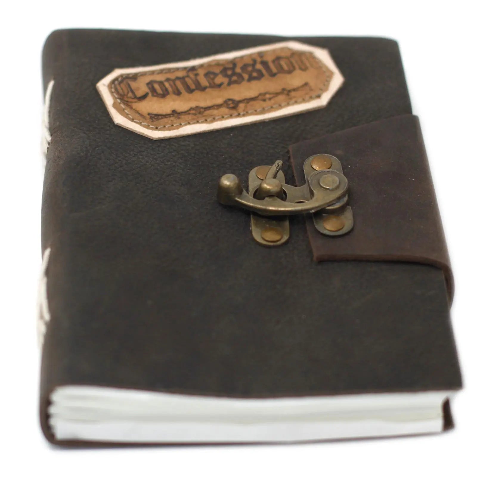 Leather Black Confessions with Lock Notebook (7x5