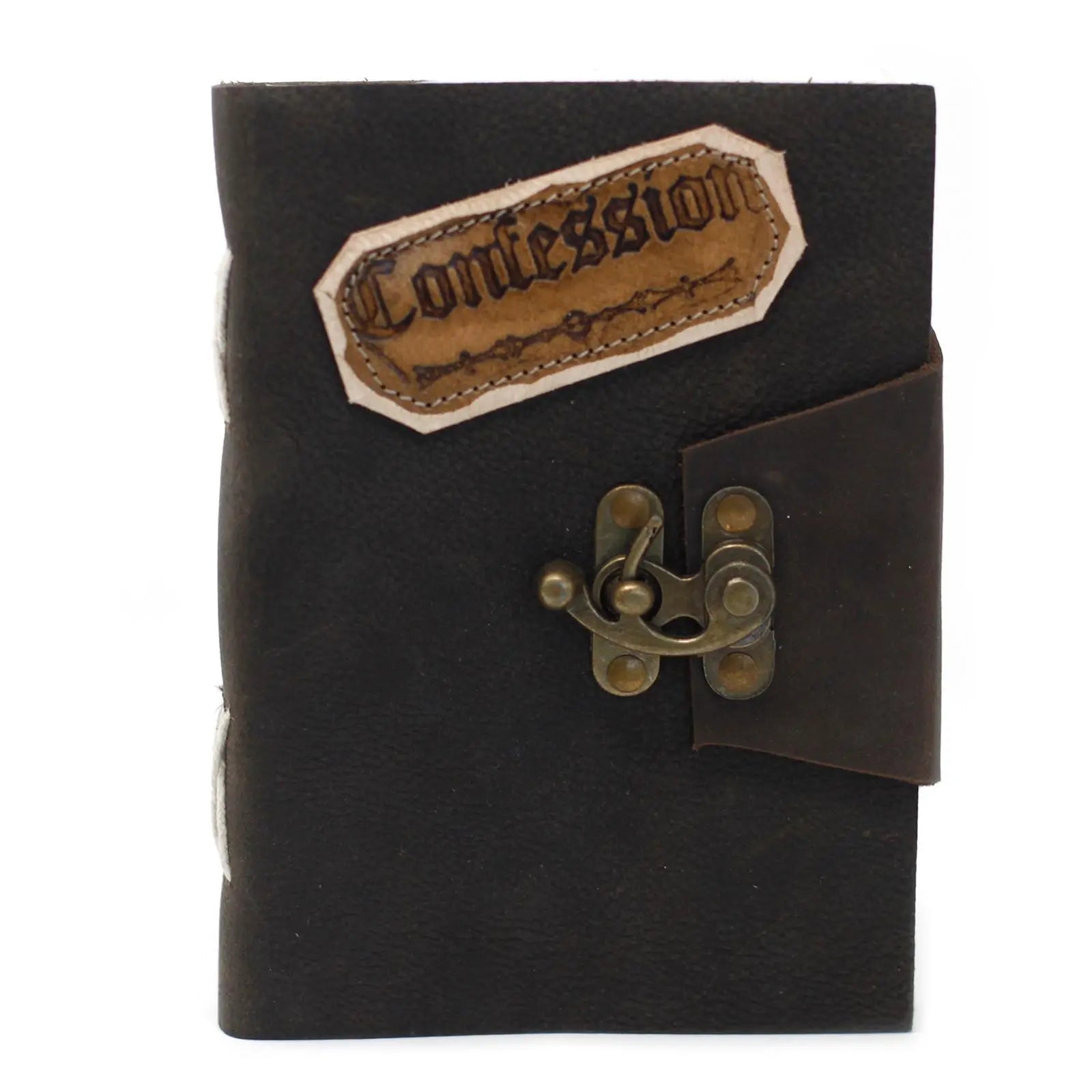 Leather Black Confessions with Lock Notebook (7x5