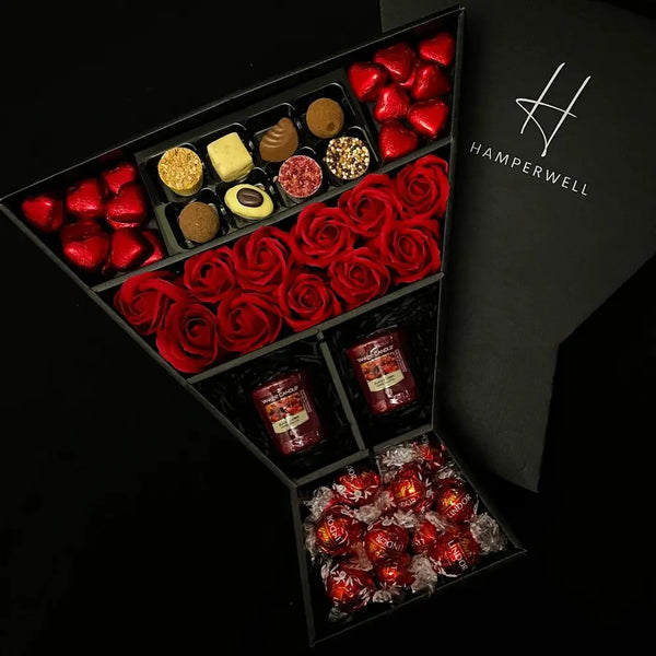Lindt Lindor & Yankee Candle Signature Chocolate Bouquet With Red Roses HamperWell