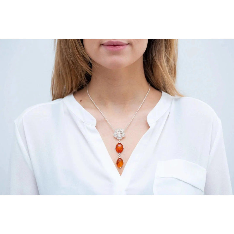 Long Amber Drop Y Necklace Spirit Journeys Gifts