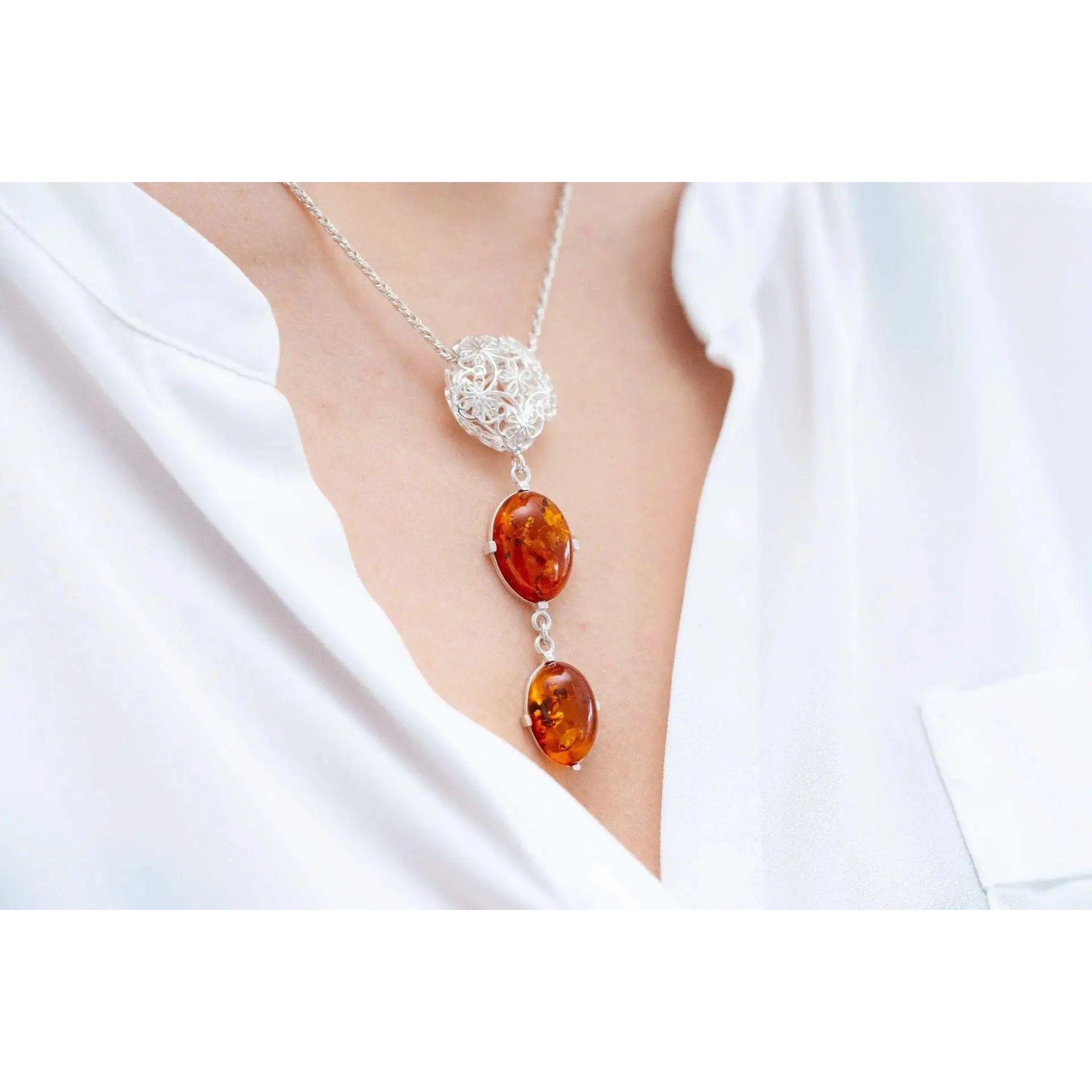 Long Amber Drop Y Necklace Spirit Journeys Gifts