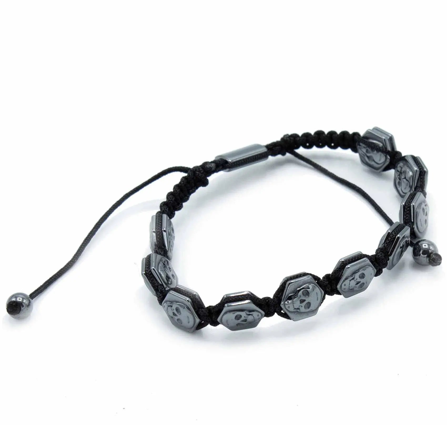 Magnetic Hematite Shamballa Bracelet -  Hexagon Skulls Spirit Journeys Gifts