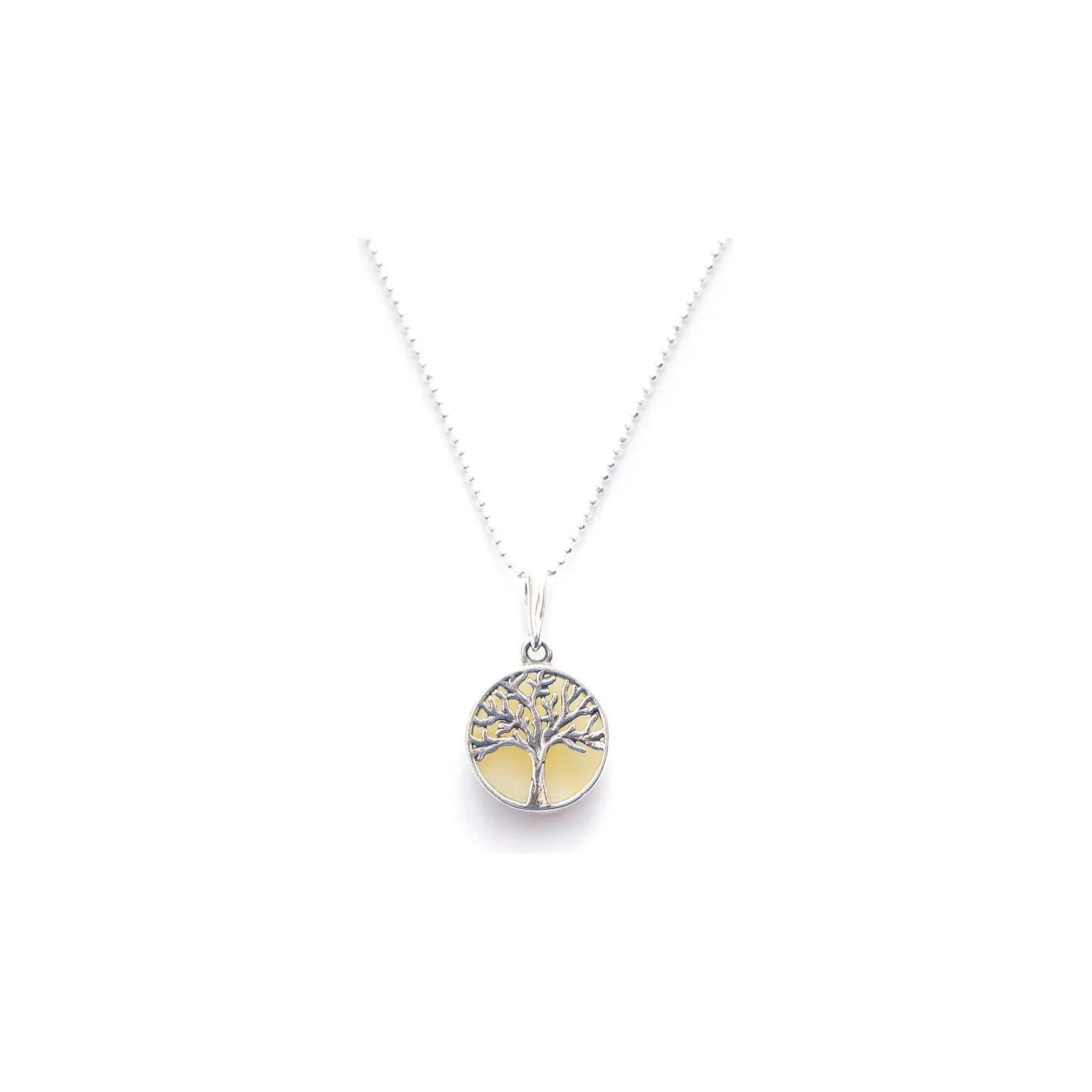Mini White Amber Tree of Life Pendant Spirit Journeys Gifts