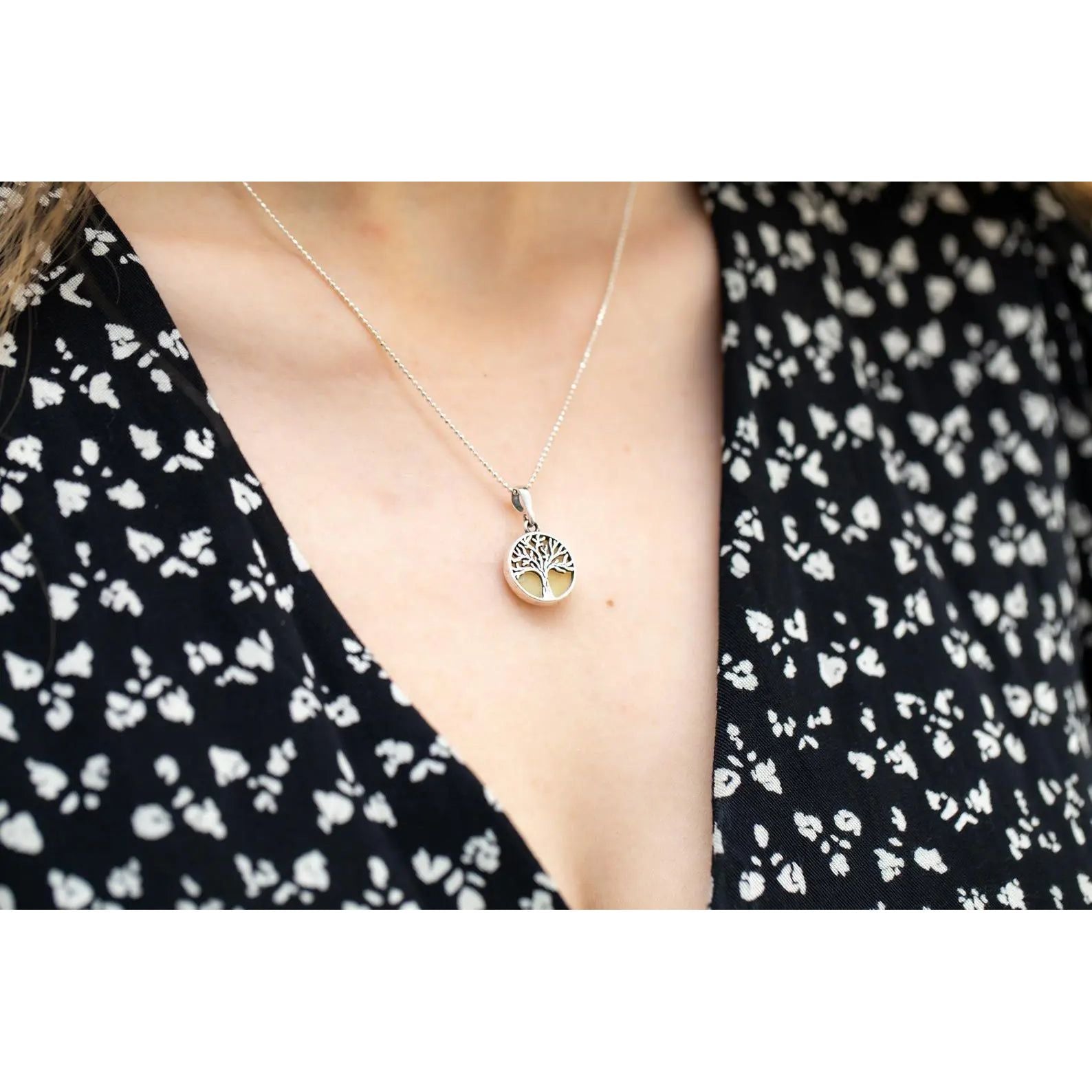 Mini White Amber Tree of Life Pendant Spirit Journeys Gifts