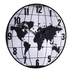 Mirrored Clock Featuring Map Of The World Design 30cm gekofaire