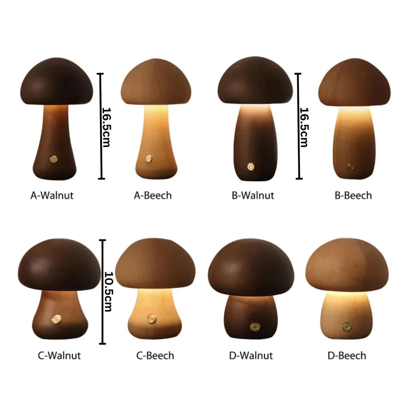 Mushroom LED Night Light With Touch Switch: C-Walnut huemabe