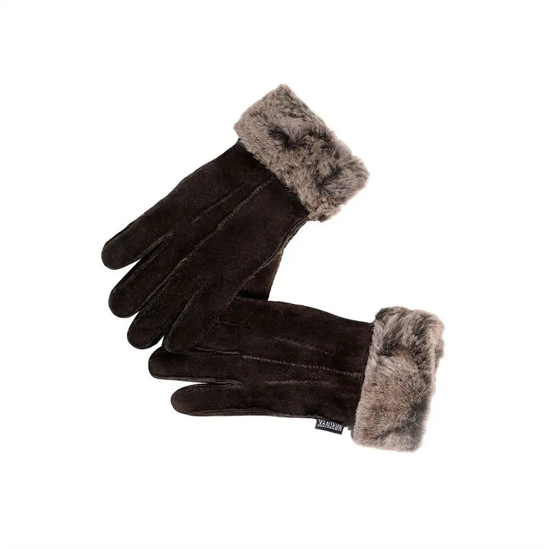 Nordvek Womens Sheepskin Gloves With Fur Cuff - 301-100 Nordvek