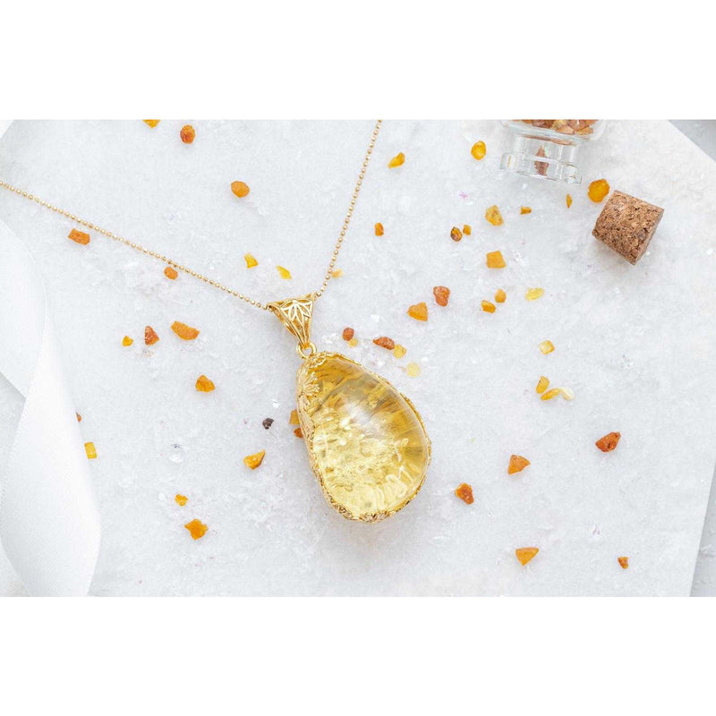 OOAK Gold Blossom Back Citrus Amber Pendant Spirit Journeys