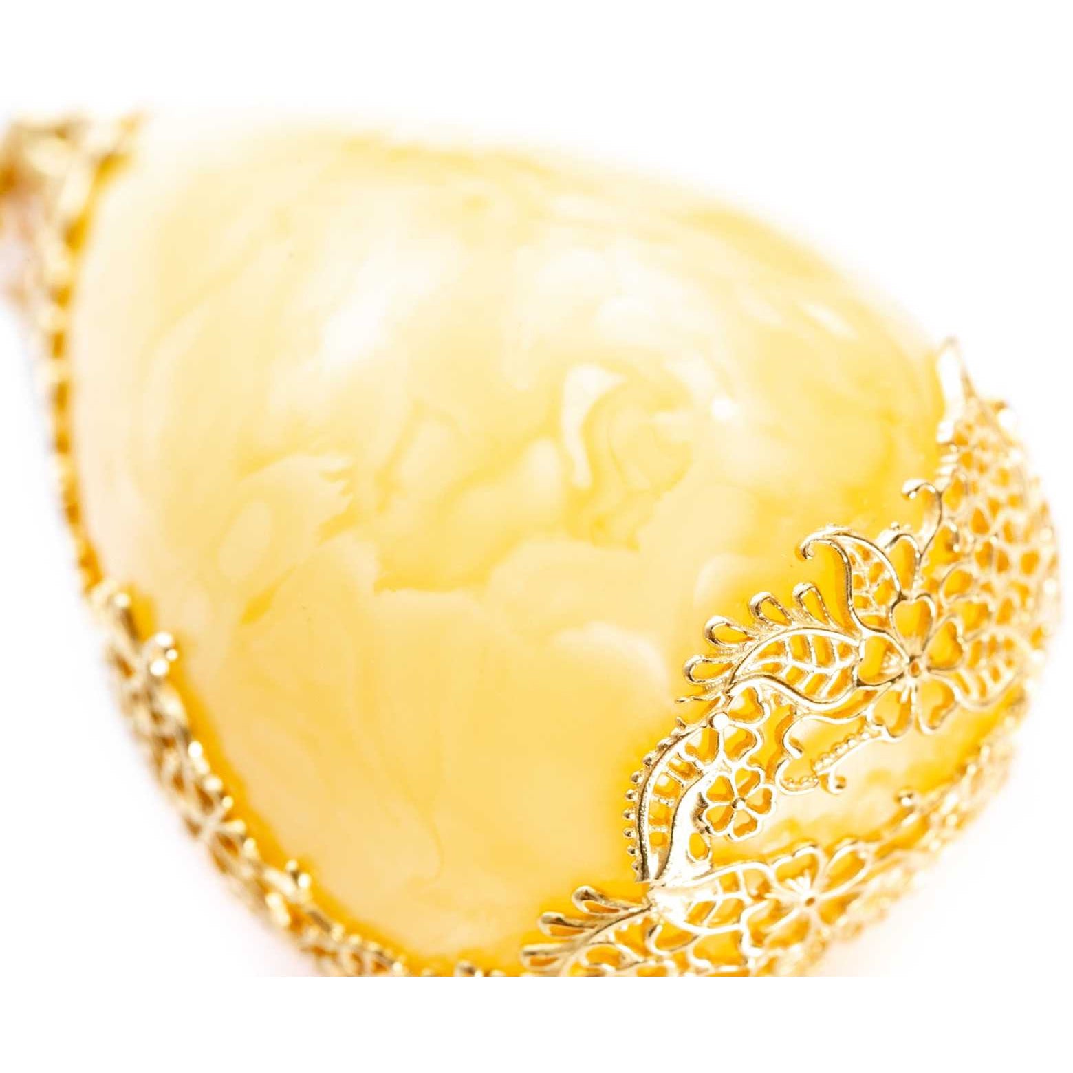 OOAK Gold-Plated Yellow Amber Egg Pendant Spirit Journeys