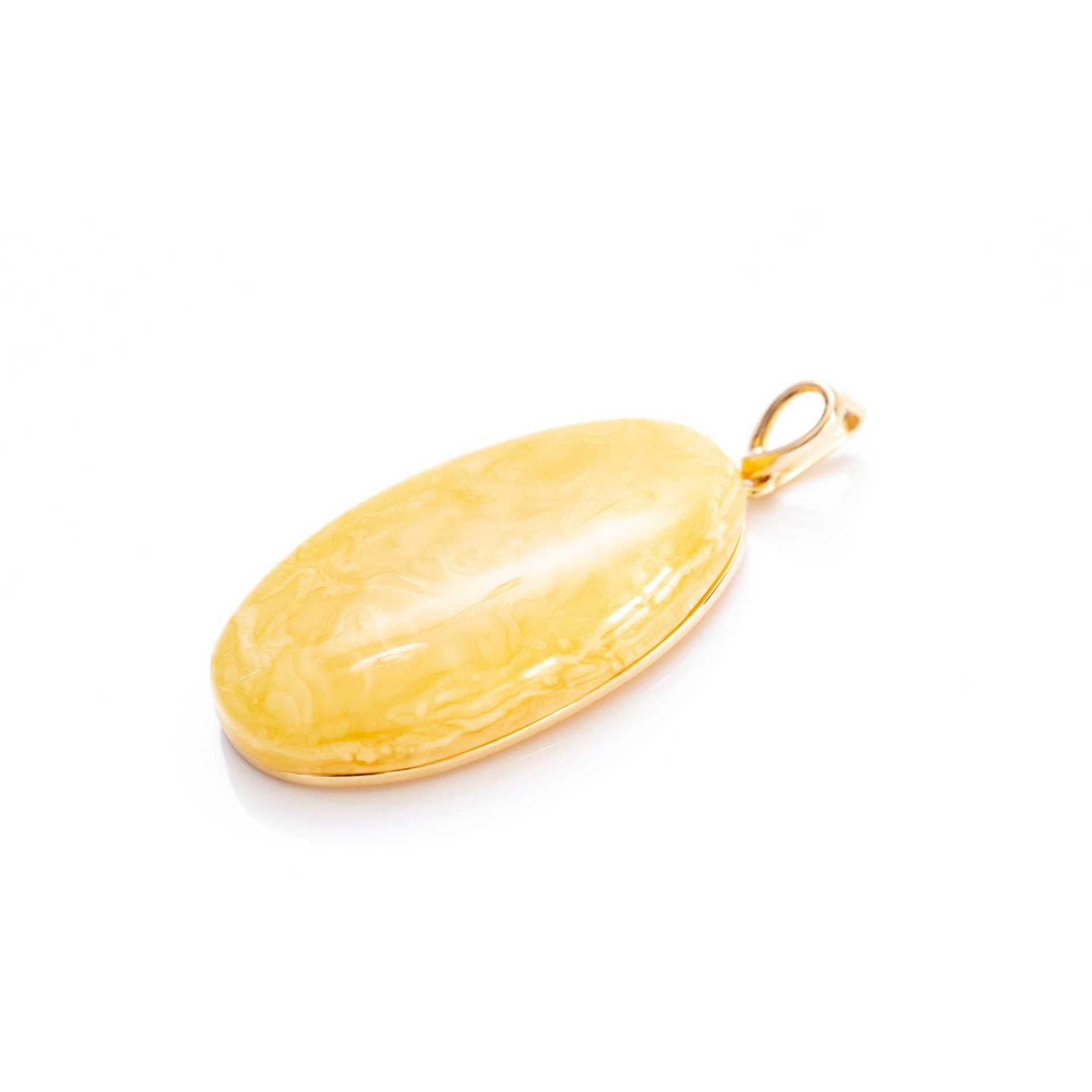 OOAK Large Gold Plated Creamy Amber Pendant Spirit Journeys