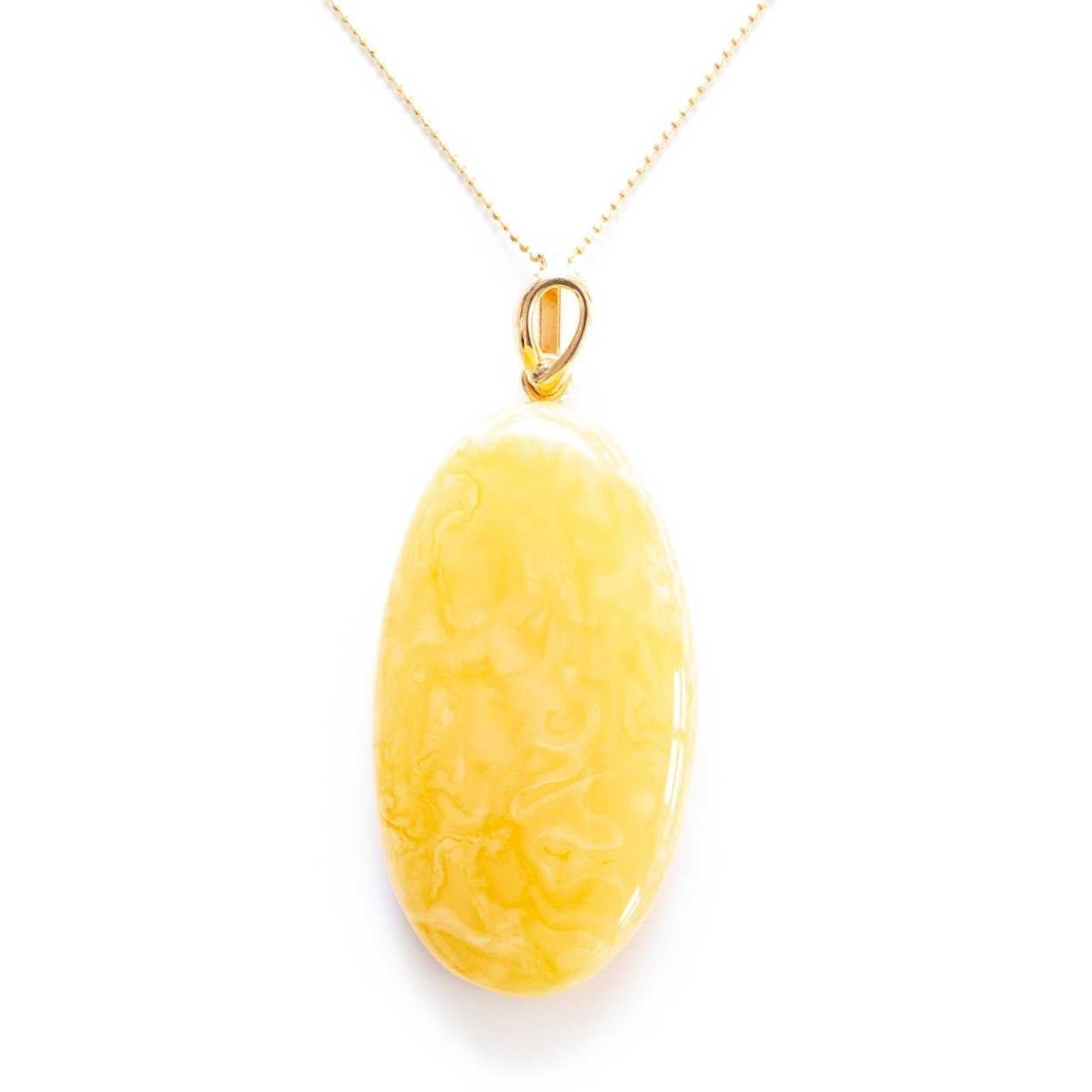 OOAK Large Gold Plated Creamy Amber Pendant Spirit Journeys