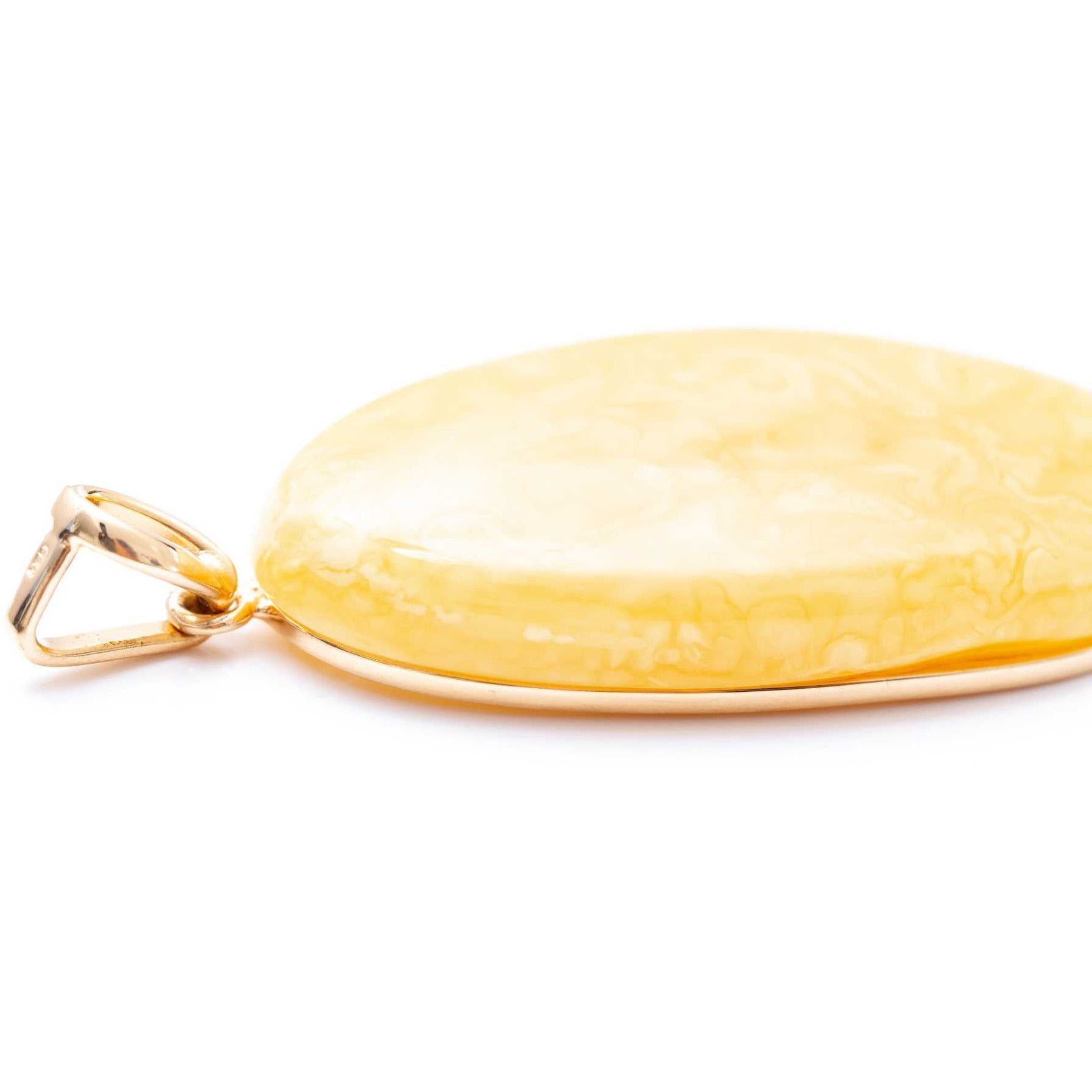 OOAK Large Gold Plated Creamy Amber Pendant Spirit Journeys