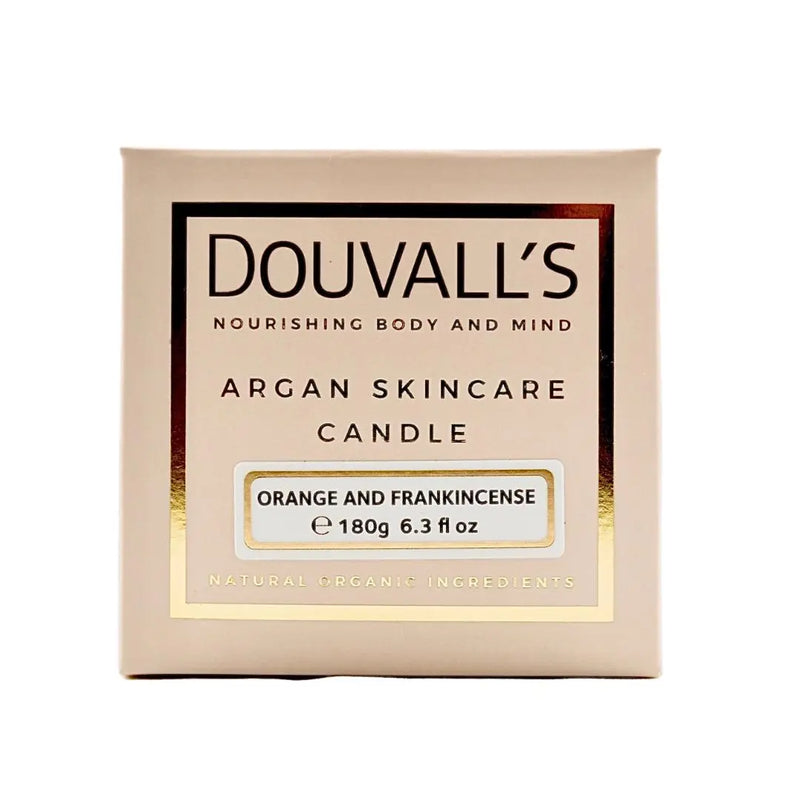 Organic Argan Skincare Candle, Orange & Frankincense 180g | Intensely Nourishing Body Treatment Douvalls Beauty