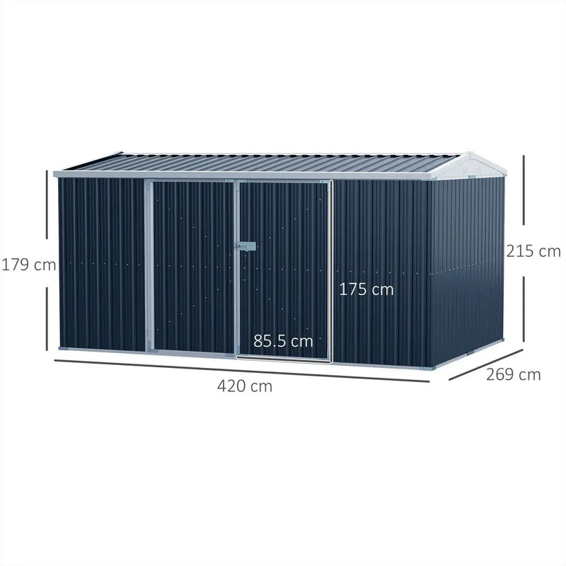 Outdoor Garden Storage Shed Steel Tool Storage Box for Backyard Grey Outsunny Unbranded