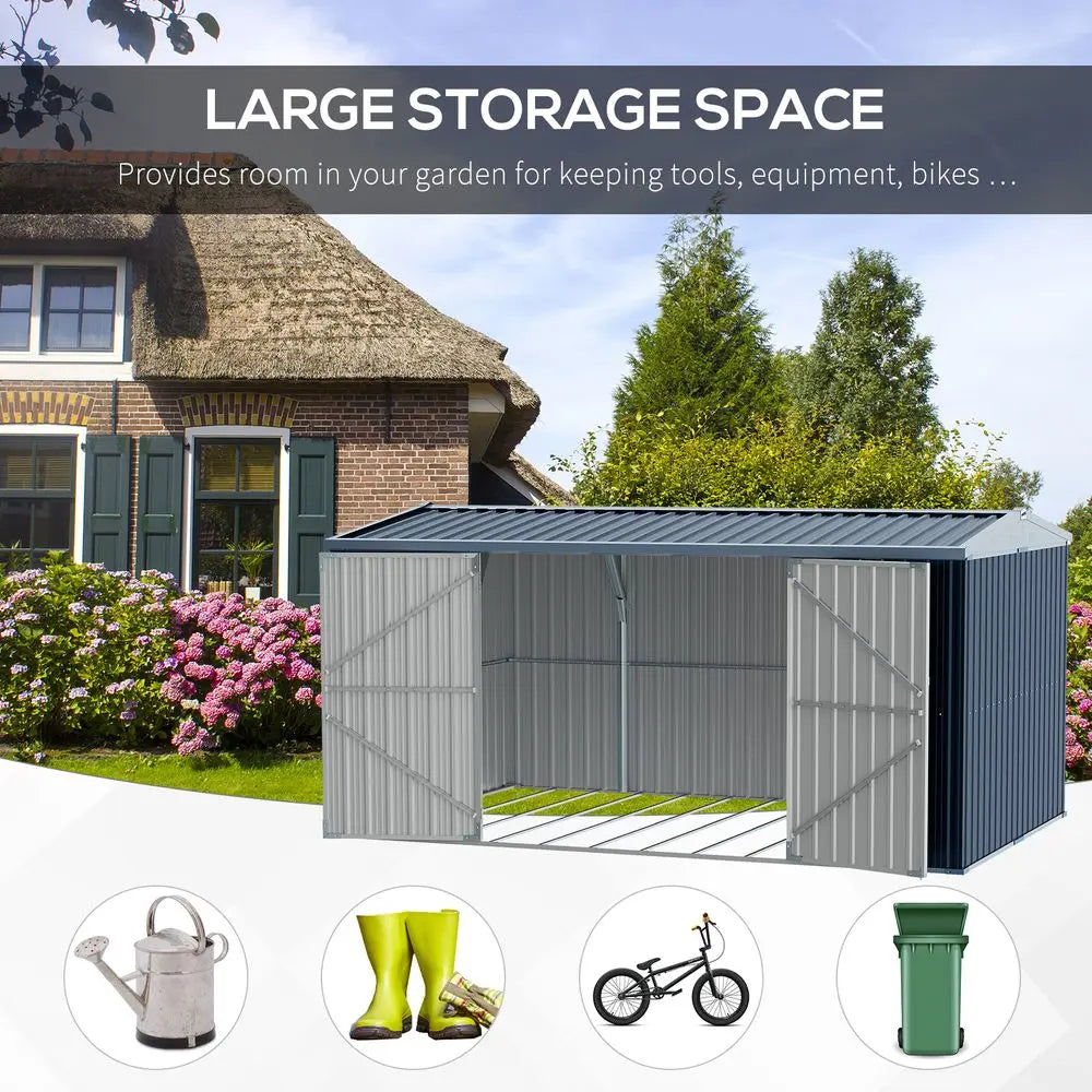 Outdoor Garden Storage Shed Steel Tool Storage Box for Backyard Grey Outsunny Unbranded