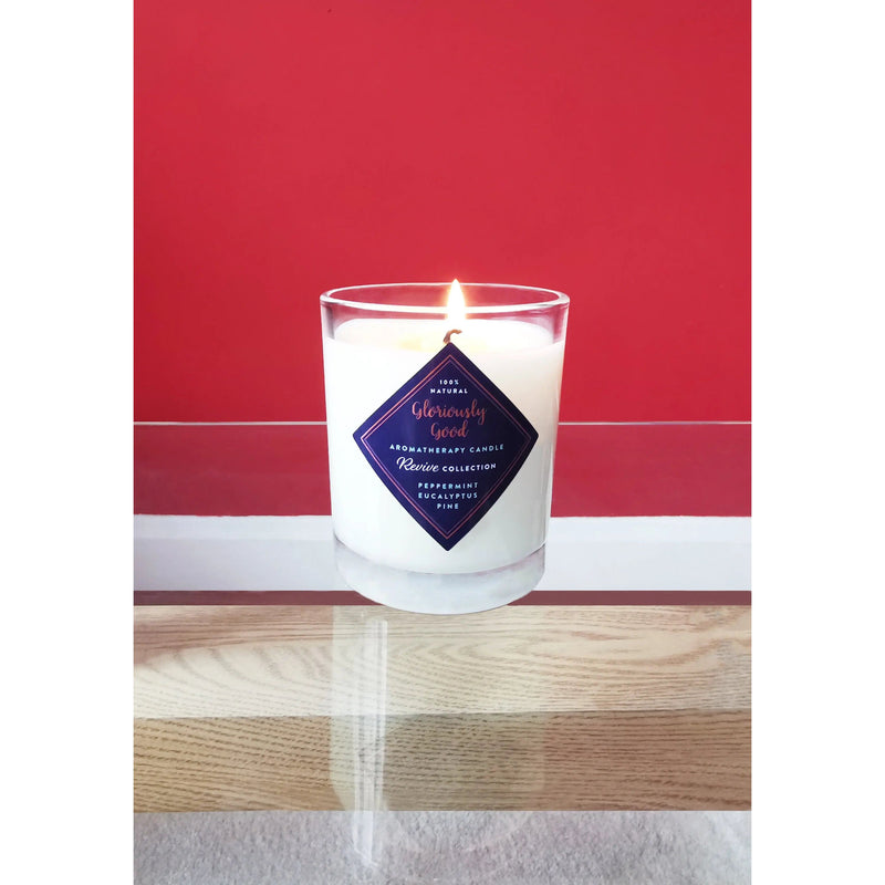 Peppermint, Eucalyptus & Pine Aromatherapy Candle with Organic Essential Oils Gloriously Good