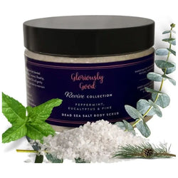 Peppermint, Eucalyptus & Pine Dead Sea Salt Natural Body Scrub with Organic Essential Oils Gloriously Good