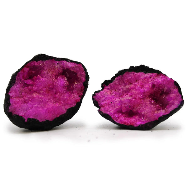 Coloured Calsite Geodes - Black Rock - Dark Red / Pink Spirit Journeys Gifts
