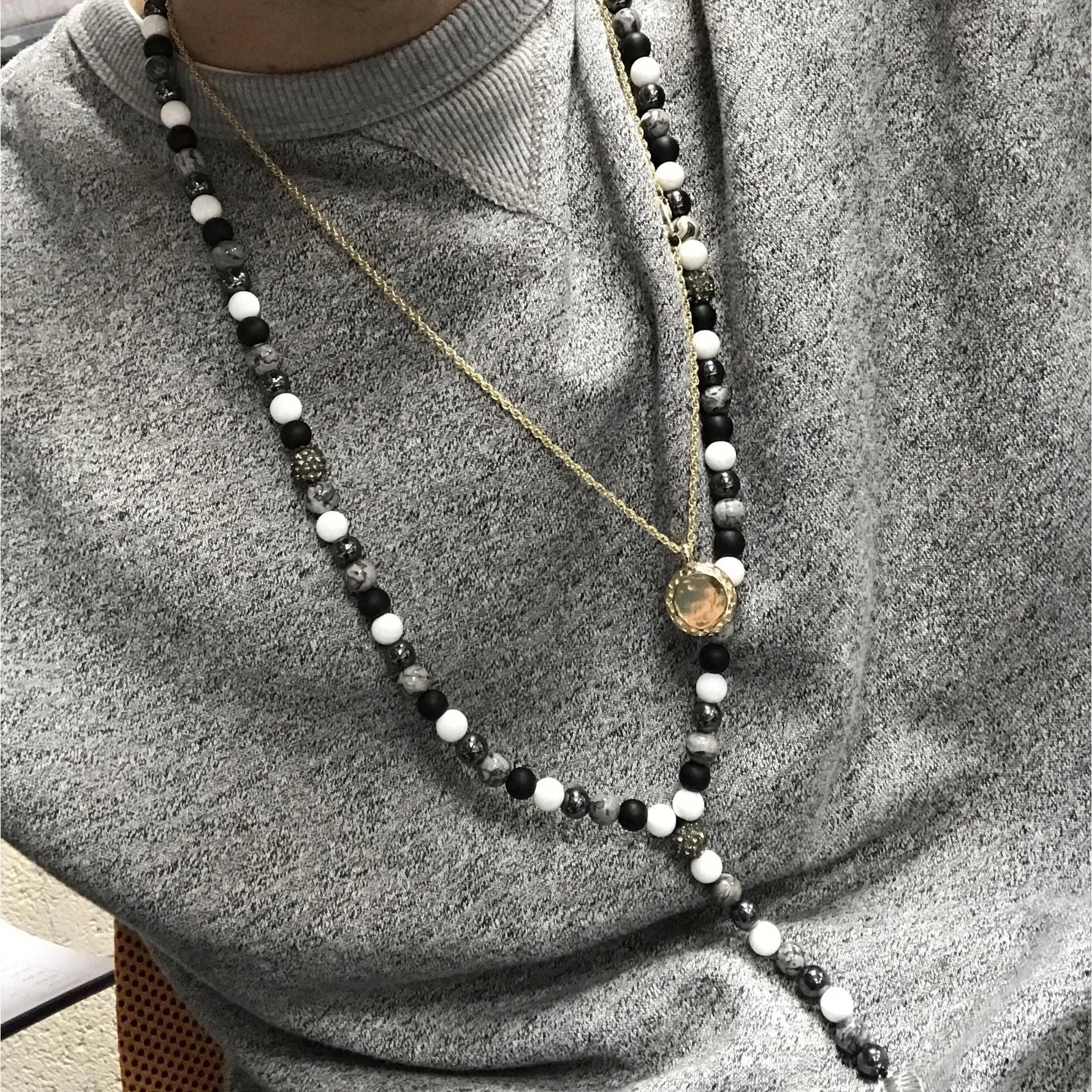 Hamsa / Pink & Black - Gemstone Necklace Spirit Journeys Gifts