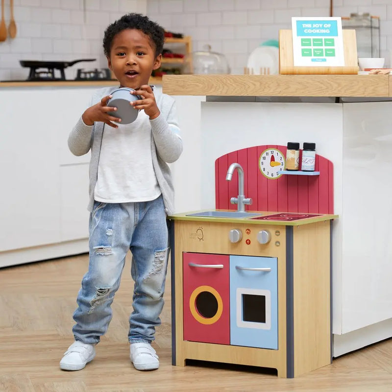 Porto Small Interactive Wooden Kitchen Playset &  4 Accessories Teamson Kids