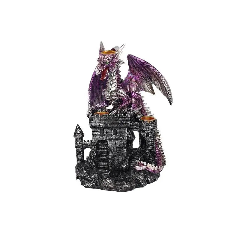 Purple Dragon on Castle Backflow Incense Burner Spirit Journeys Gifts