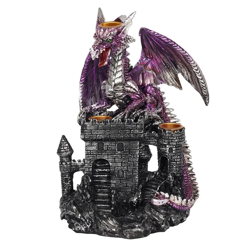 Purple Dragon on Castle Backflow Incense Burner Unbranded