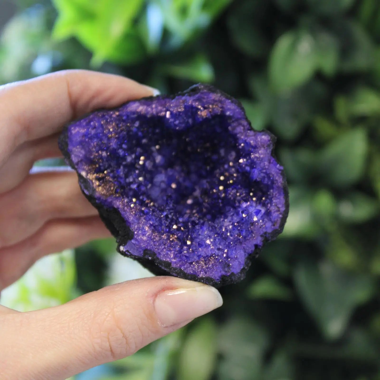 Coloured Calsite Geodes - Black Rock - Turqoise / Purple Spirit Journeys Gifts